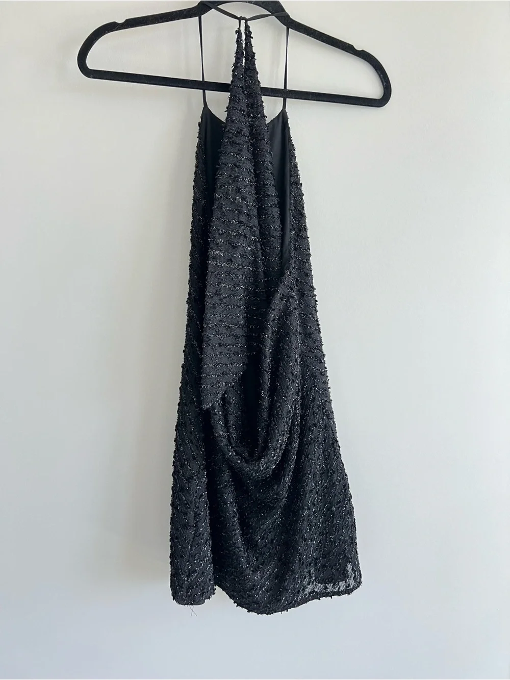 Revolve NBD black flora halter metallic mini dress size small